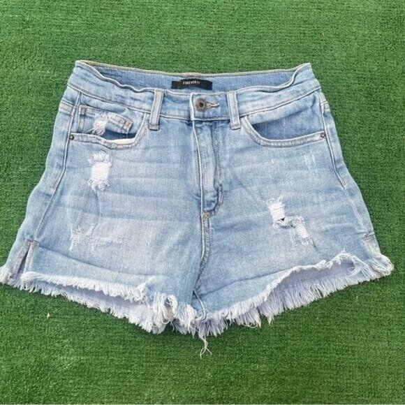 Forever 21 Pants - Forever 21 Light Blue Distressed Jean Shorts Size S